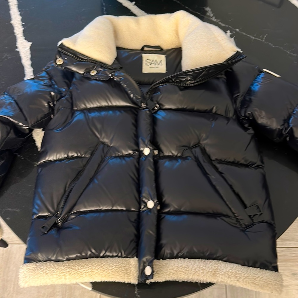 Sam Gigi shearling trim down jacket size small good condition